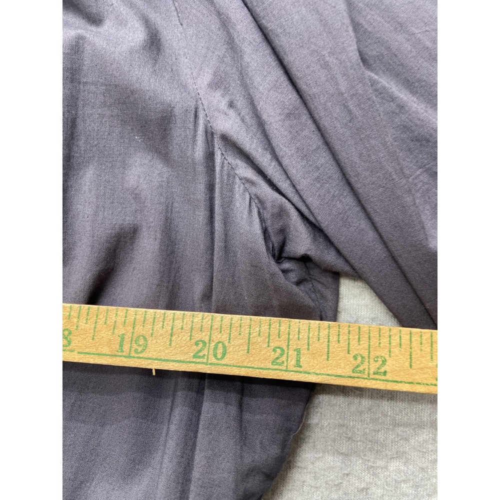 BCBGirls Shirt Womens Large Gray Embroidered Smocked Hem Boho Peasant Top Cotton - Picture 11 of 16